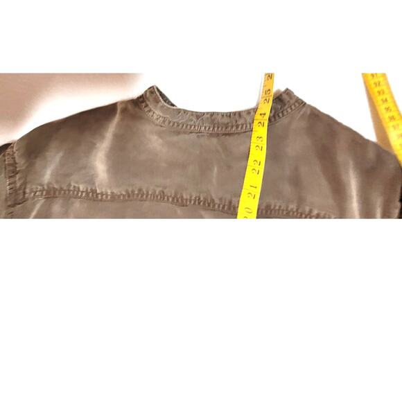 J Jill Short Sleeve Button Front Shirt 2X Tencel Brown Pockets Lagenlook Safari - Picture 5 of 9